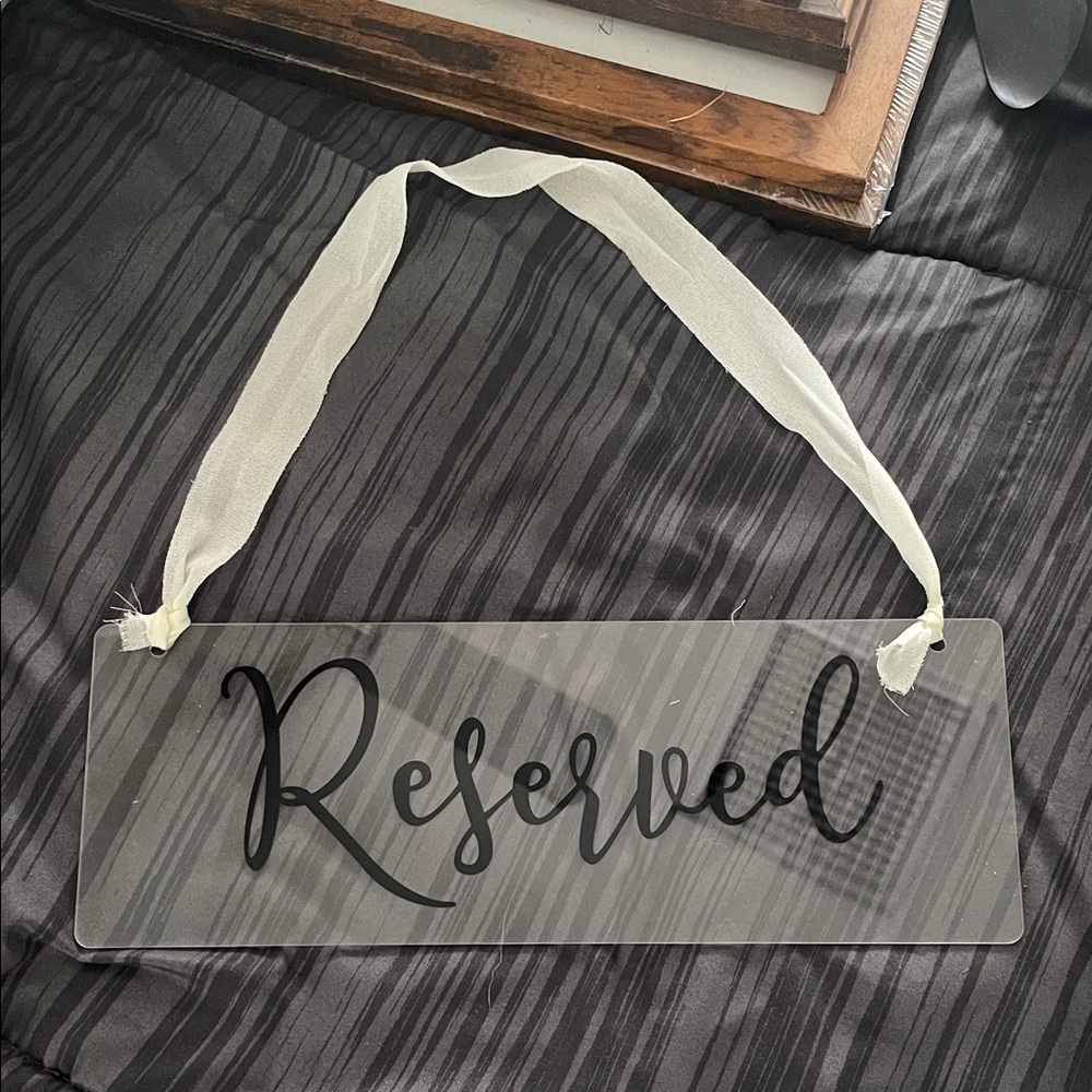 Reserved Black and White Hanging Sign